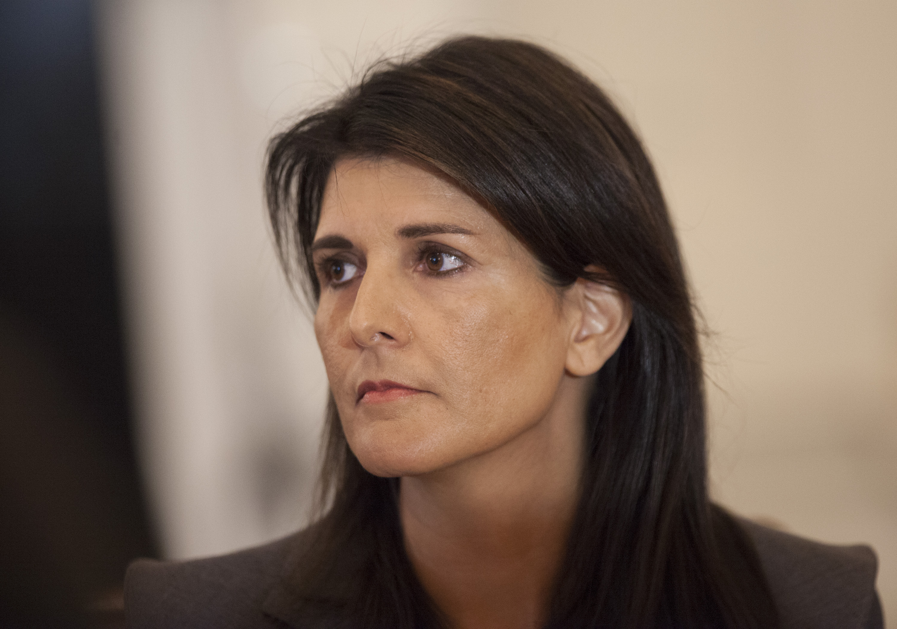 U.S. Ambassador to the United Nations Nikki Haley listens during a lunch with the United Nations Security Council on January 29, 2018 at the White House in Washington, DC. (CREDIT: Chris Kleponis-Pool/Getty Images)