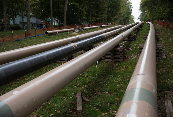 Private homes surround construction right-of-way for Energy Transfer Partners subsidiary Sunoco's Mariner East pipeline on October 5, 2017 in Marchwood, Pennsylvania. CREDIT: Robert Nickelsberg/Getty Images