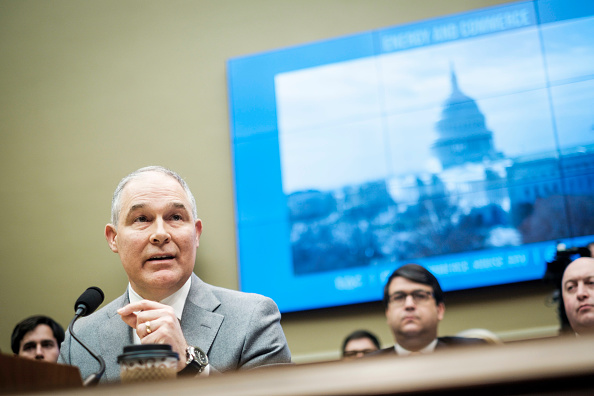 EPA Administrator Scott Pruitt testifies before the House Energy and Commerce Committee about the mission of the agency on December 7, 2017. CREDIT: Pete Marovich/Getty Images