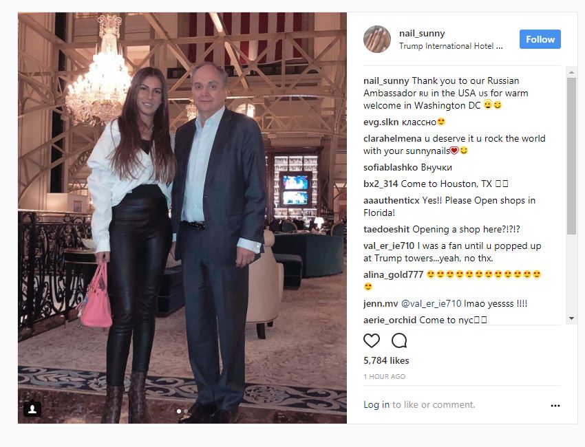 Russia's Ambassador the U.S. Anatoly Ivanovich Antonov meets a ail salon CEO at Trump International Hotel