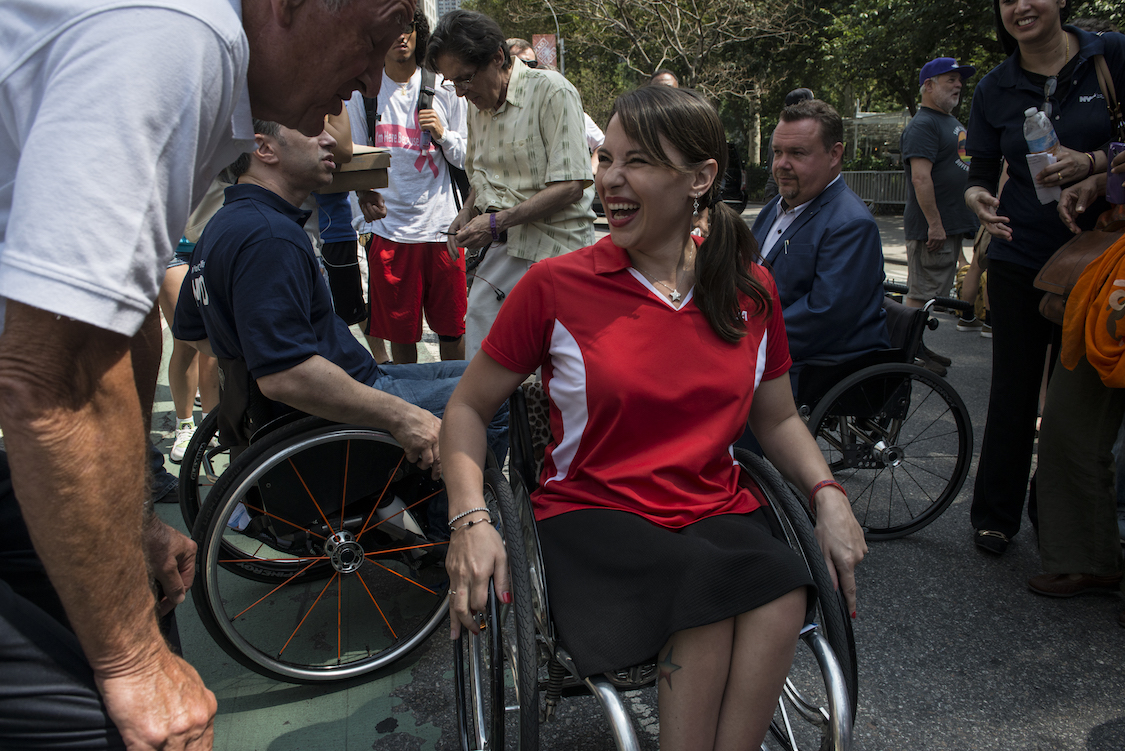 People participate in the first annual Disability Pride Parade on July 12, 2015 in New York City. CREDIT: Stephanie Keith/Getty Images