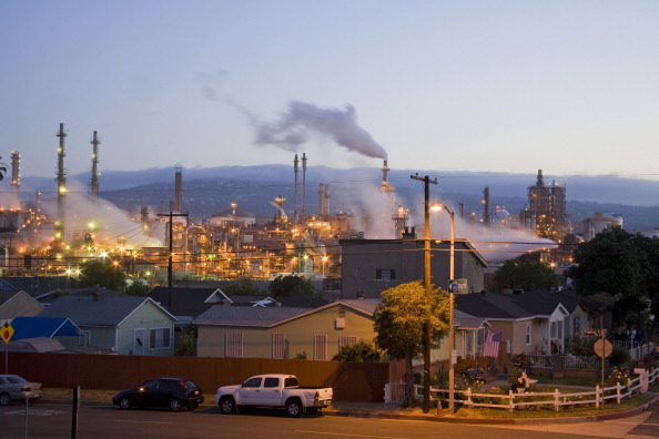 The Wilmington neighborhood in Los Angeles has some of the highest rates of cancer in California due to its proximity to several oil refineries. CREDIT: UIG via Getty Images