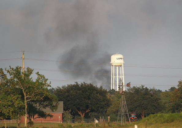 Arkema chemical manufacturing and storage facility burst into flames after Hurricane Harvey's landfall. CREDIT: Joe Raedle/Getty Images