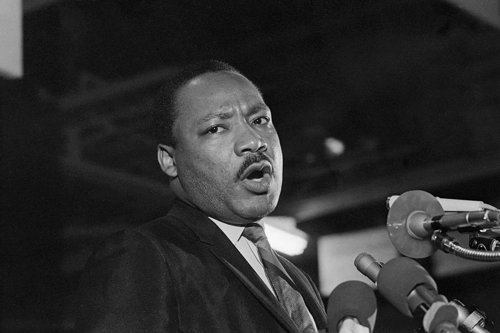 Dr. Martin Luther King addresses some 2,000 people in Memphis, Tennessee on the eve of his death. (Getty Images)