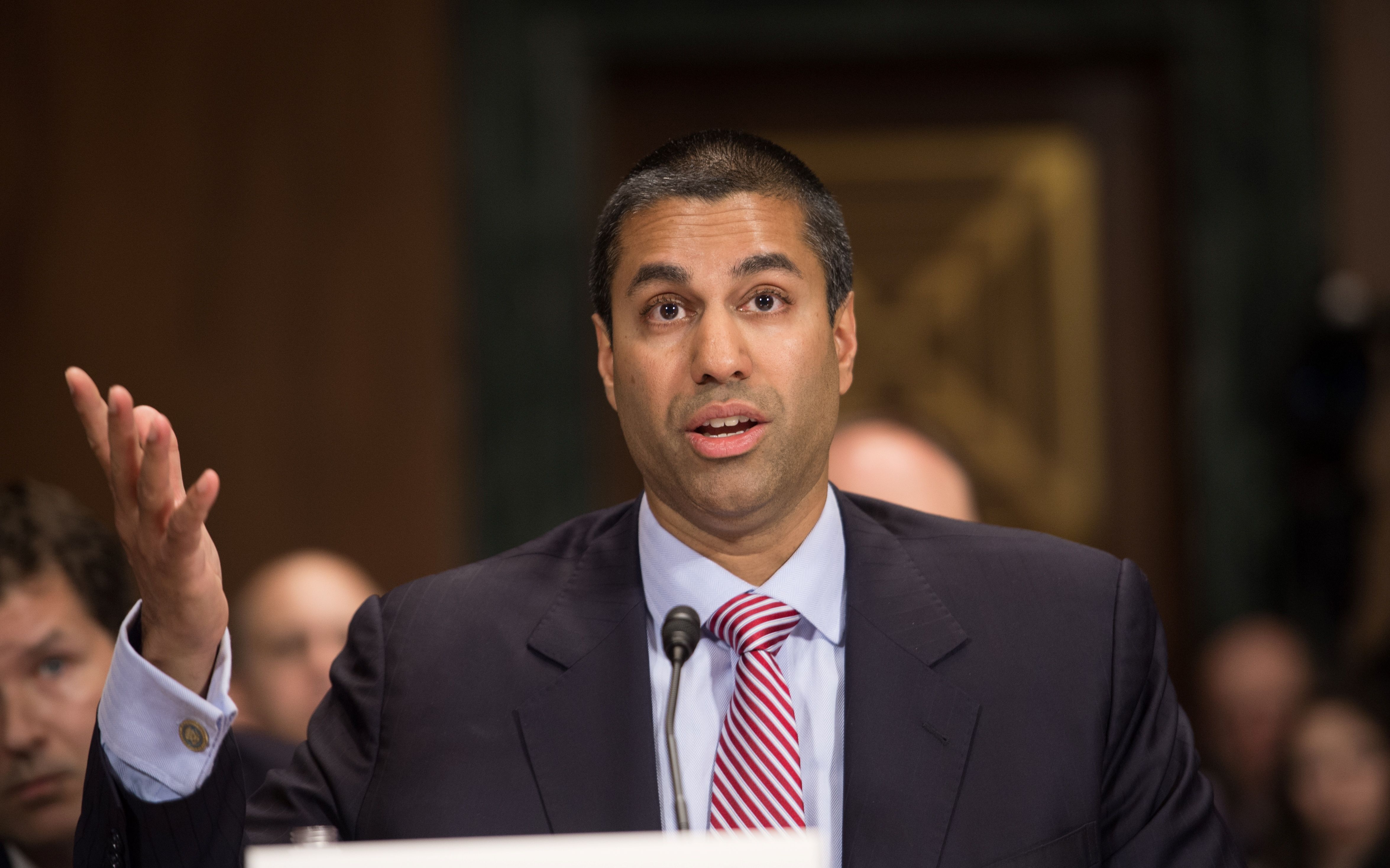 Federal Communications Commission (FCC) Commissioner Ajit Pai testifies before the Senate Judiciary Committee's Privacy, Technology and the Law Subcommittee in 2016. (CREDIT: NICHOLAS KAMM/AFP/Getty Images)