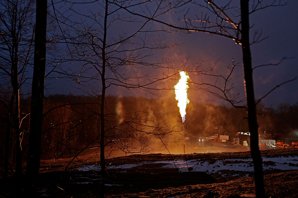 Flaring takes place after a gas well has been drilled and before it is put into operation. CREDIT: Carolyn Cole/L.A. Times via Getty Images