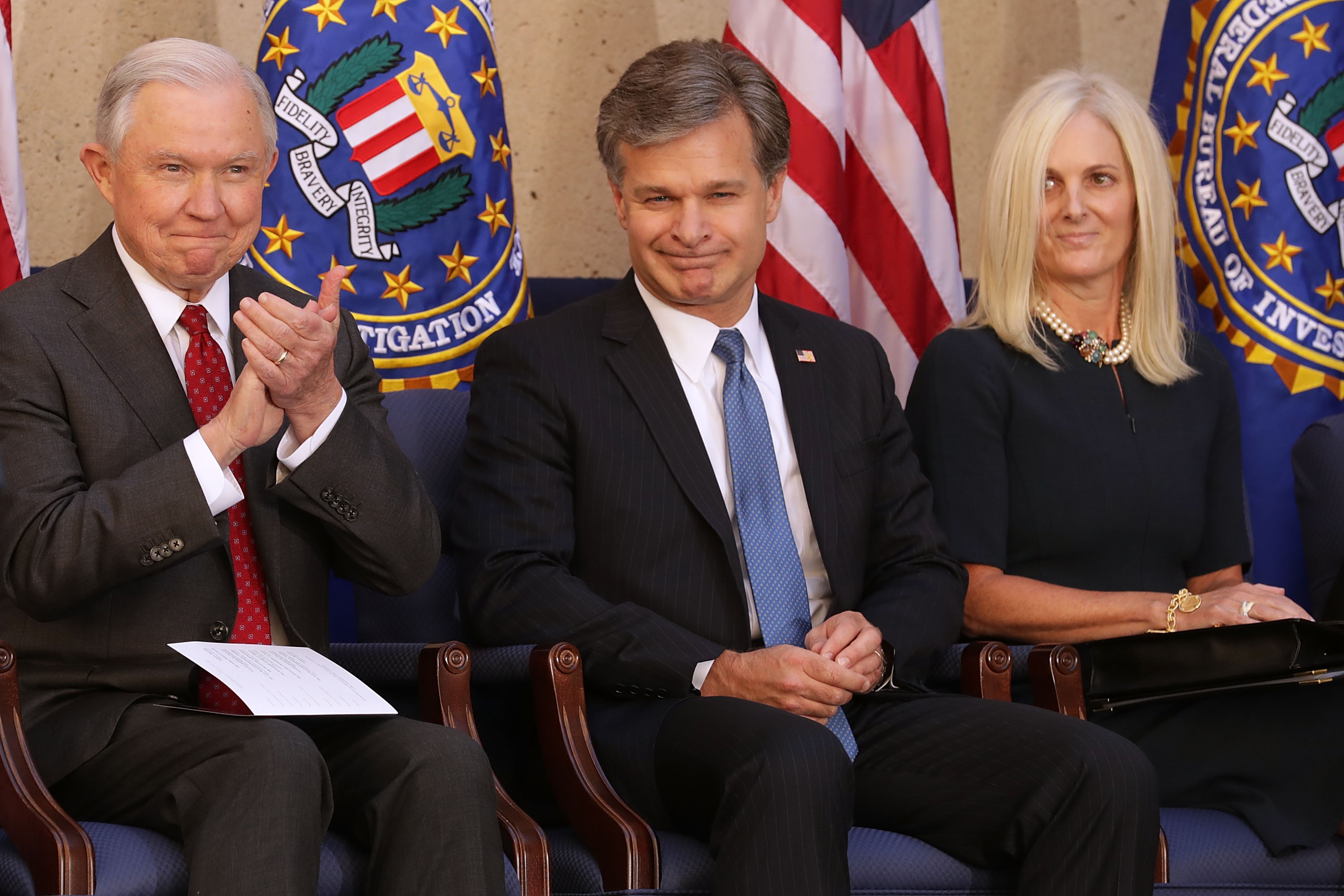 SESSIONS, WRAY, AND WRAY'S WIFE HELEN. (CREDIT: Chip Somodevilla/Getty Images)