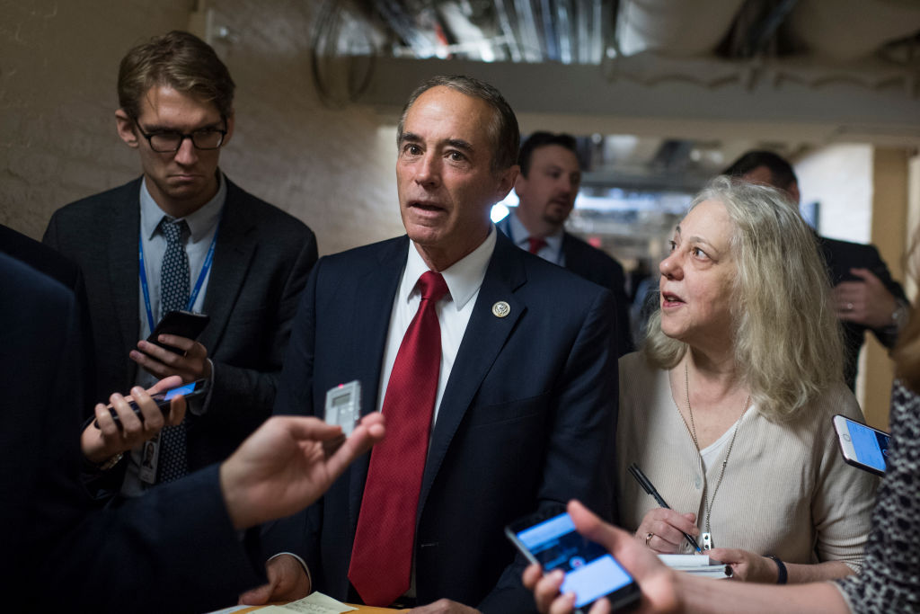 Rep. Chris Collins, R-N.Y., talks with reporters in the Capitol after a meeting of the House Republican Conference on October 24, 2017. (CREDIT: Tom Williams/CQ Roll Call)