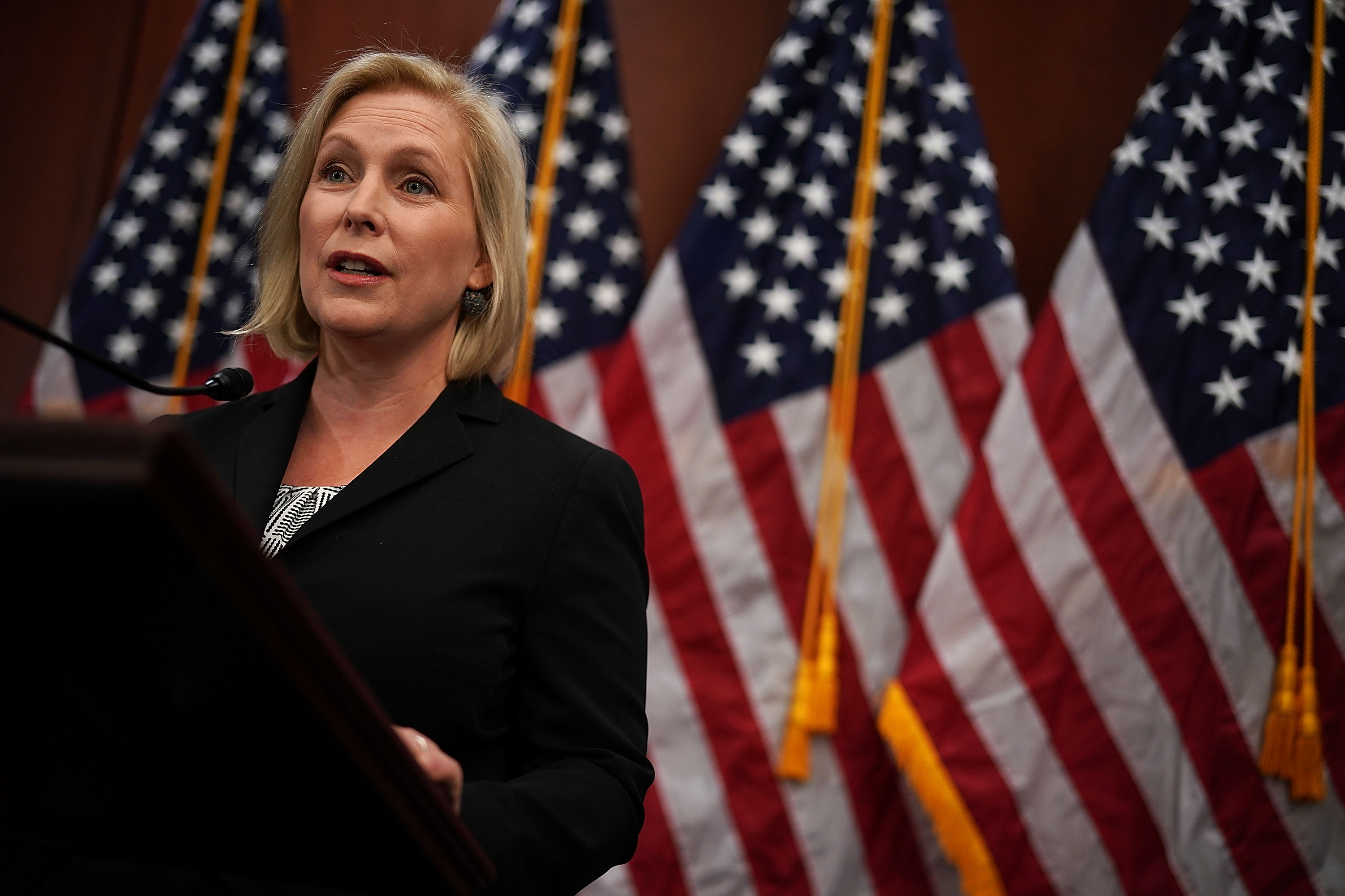 WASHINGTON, DC - DECEMBER 12: U.S. Sen. Kirsten Gillibrand (D-NY) speaks during a news conference December 12, 2017 on Capitol Hill in Washington, DC. (Photo by Alex Wong/Getty Images)