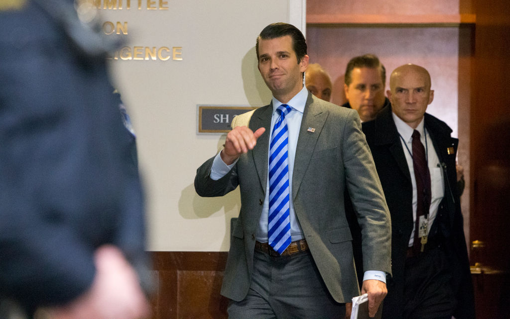 Donald Trump Jr. leaves the Senate Intelligence Committee on December 13, 2017 in Washington, DC. (CREDIT: Tasos Katopodis/Getty Images)