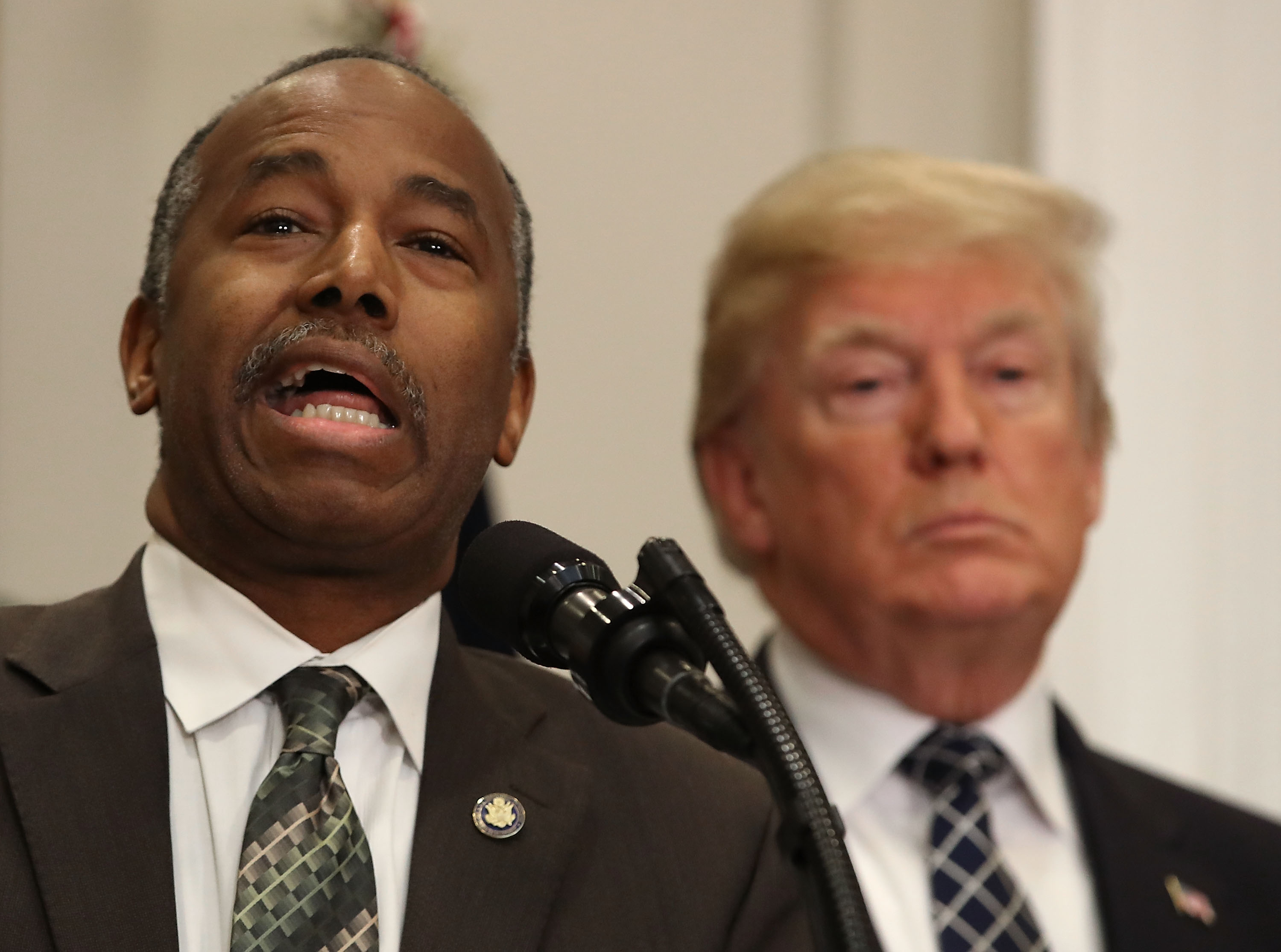 Housing and Urban Development Secretary Ben Carson with President Donald Trump at the White House in January. (CREDIT: Mark Wilson/Getty Images)