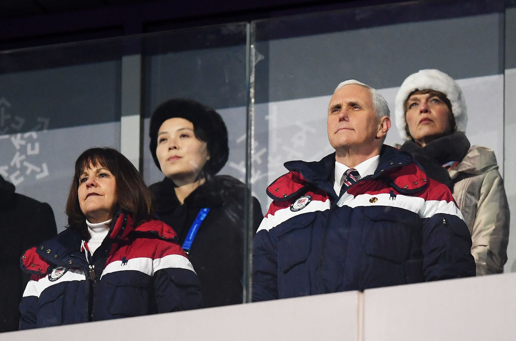 Vice President Mike Pence watches on during the Opening Ceremony of the PyeongChang 2018 Winter Olympic Games at PyeongChang Olympic Stadium on February 9, 2018 in Pyeongchang-gun, South Korea. (CREDIT: Matthias Hangst/Getty Images)