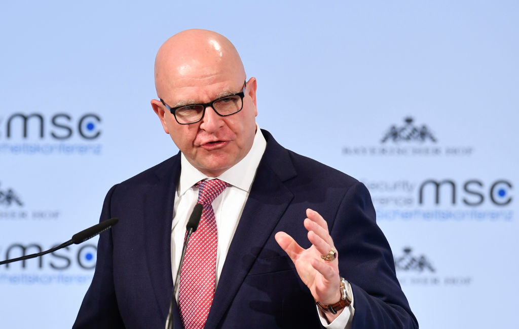 H.R. McMaster delivers his speech on day two of the 54th Munich Security Conference (MSC) (Credit: THOMAS KIENZLE/AFP/Getty Images)