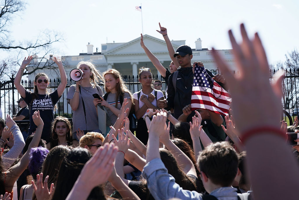 Students participate in a protest against gun violence outside the White House. CREDIT: Alex Wong/Getty Images