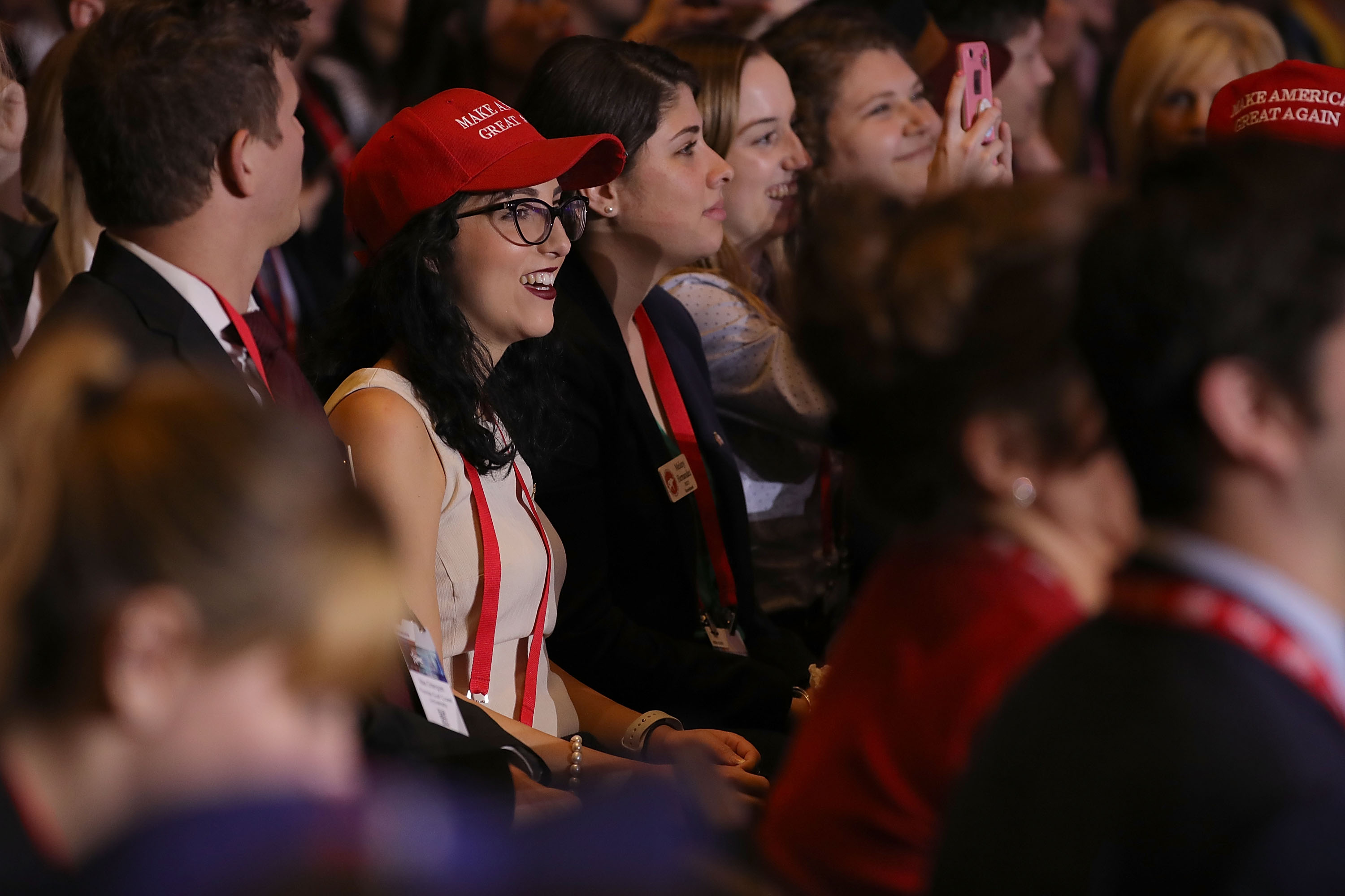 Young people listen to U.S. President Donald Trump as he addresses the Conservative Political Action Conference. CREDIT: Photo by Chip Somodevilla/Getty Images