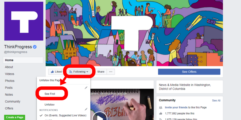 How to turn on "See First" on Facebook's website
