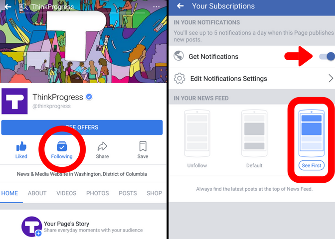How to turn on "See First" on the Facebook mobile app