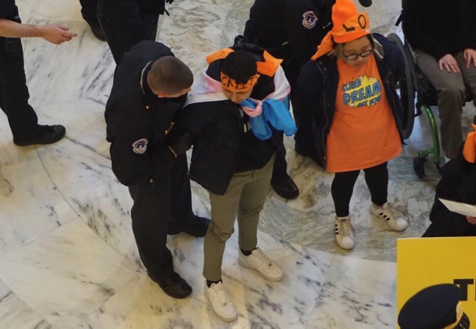 U.S. Capitol police arrest immigrants on Wednesday, February 7, 2018 after they engage in an act of civil disobedience in the Senate building. (Photo: Make the Road NY)