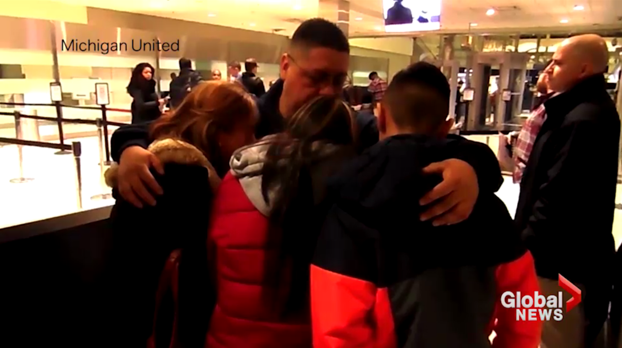 Jorge Garcia says a tearful goodbye to his family at the airport. He was deported in January 2018. Credit: Screenshot/Global News