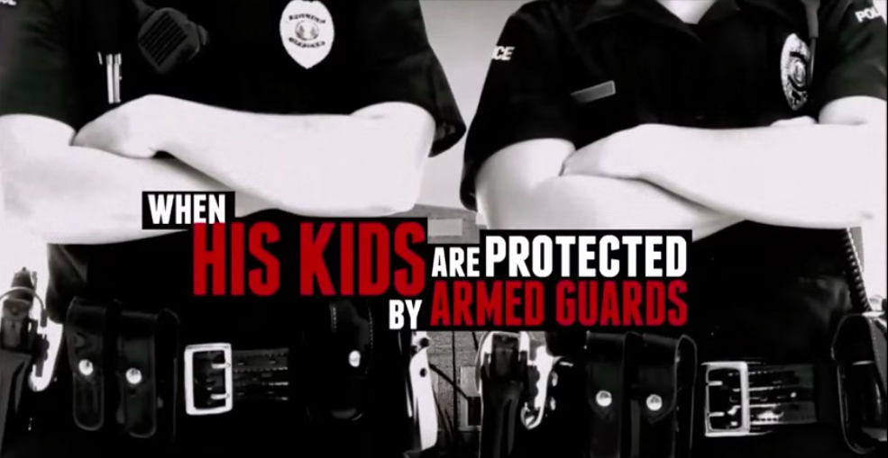 Screenshot from "Are the President's kids more important than yours?" NRA ad from 2013. CREDIT: YouTube/NRA