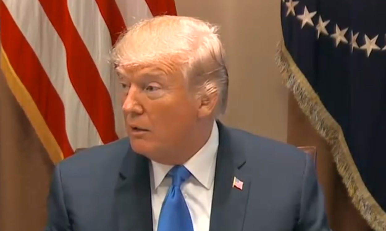 President Trump talks to lawmakers about school safety on Wednesday. CREDIT: Screenshot