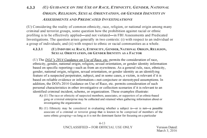 Screenshot of FBI profiling guidelines