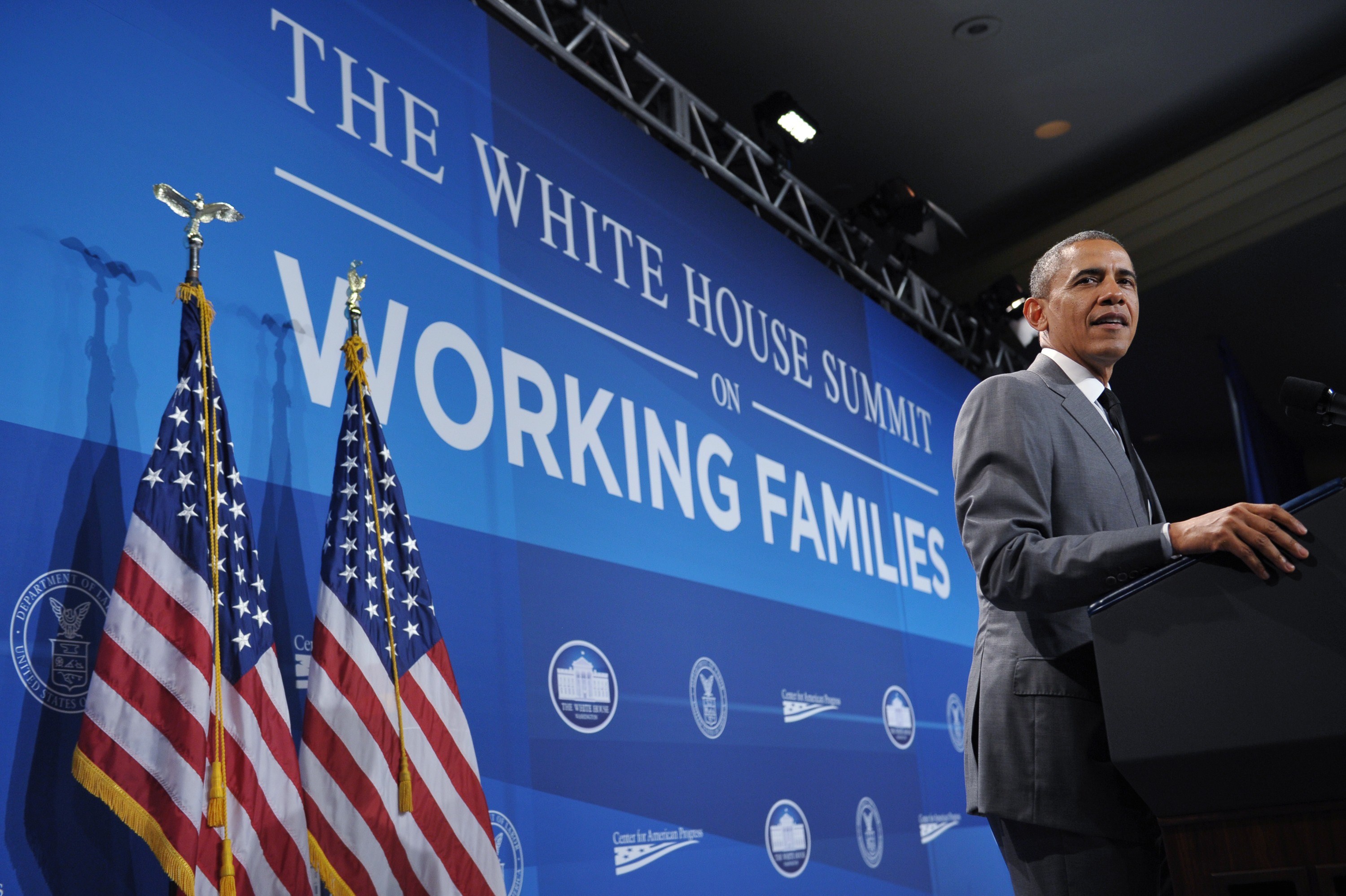 President Barack Obama speaks during the White House Summit on Working Families on June 23, 2014 in Washington, DC. CREDIT: MANDEL NGAN/AFP/Getty Images