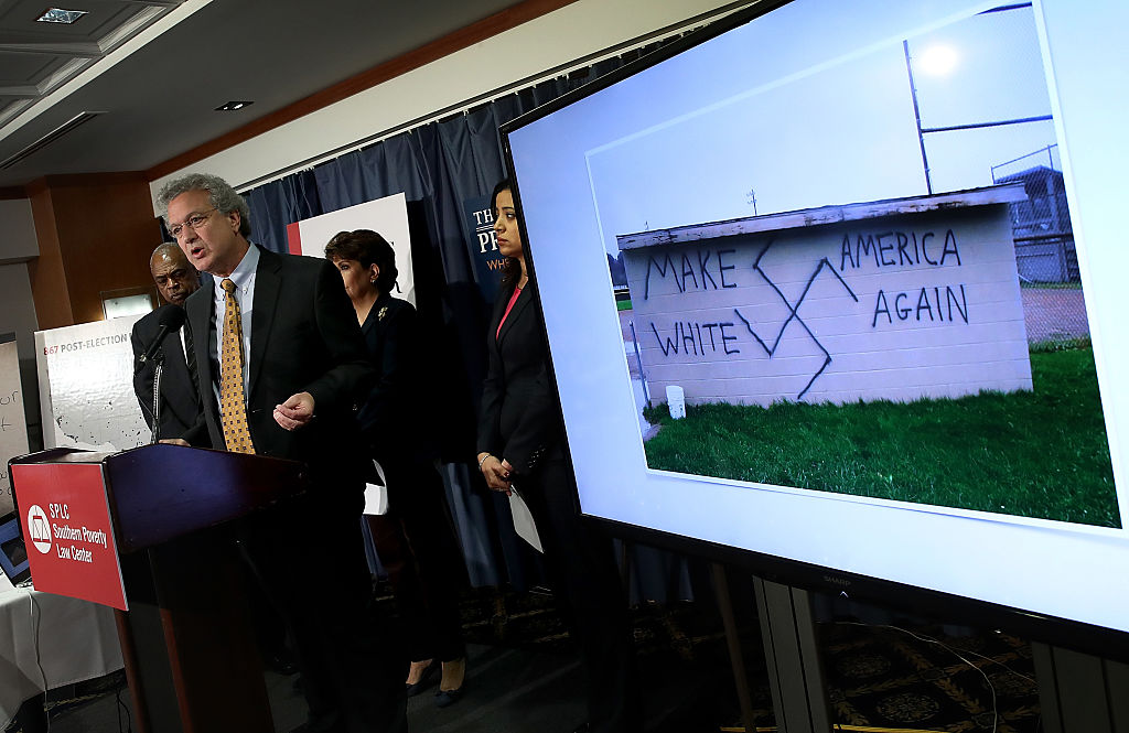Richard Cohen, President of the Southern Poverty Law Center, speaks during a press conference November 29, 2016 in Washington, DC. During the press conference the Southern Poverty Law Center, in conjunction with additional human rights groups and education leaders, called on U.S. President-elect Donald Trump to "immediately and forcefully publicly denounce racism and bigotry." CREDIT: Photo by Win McNamee/Getty Images