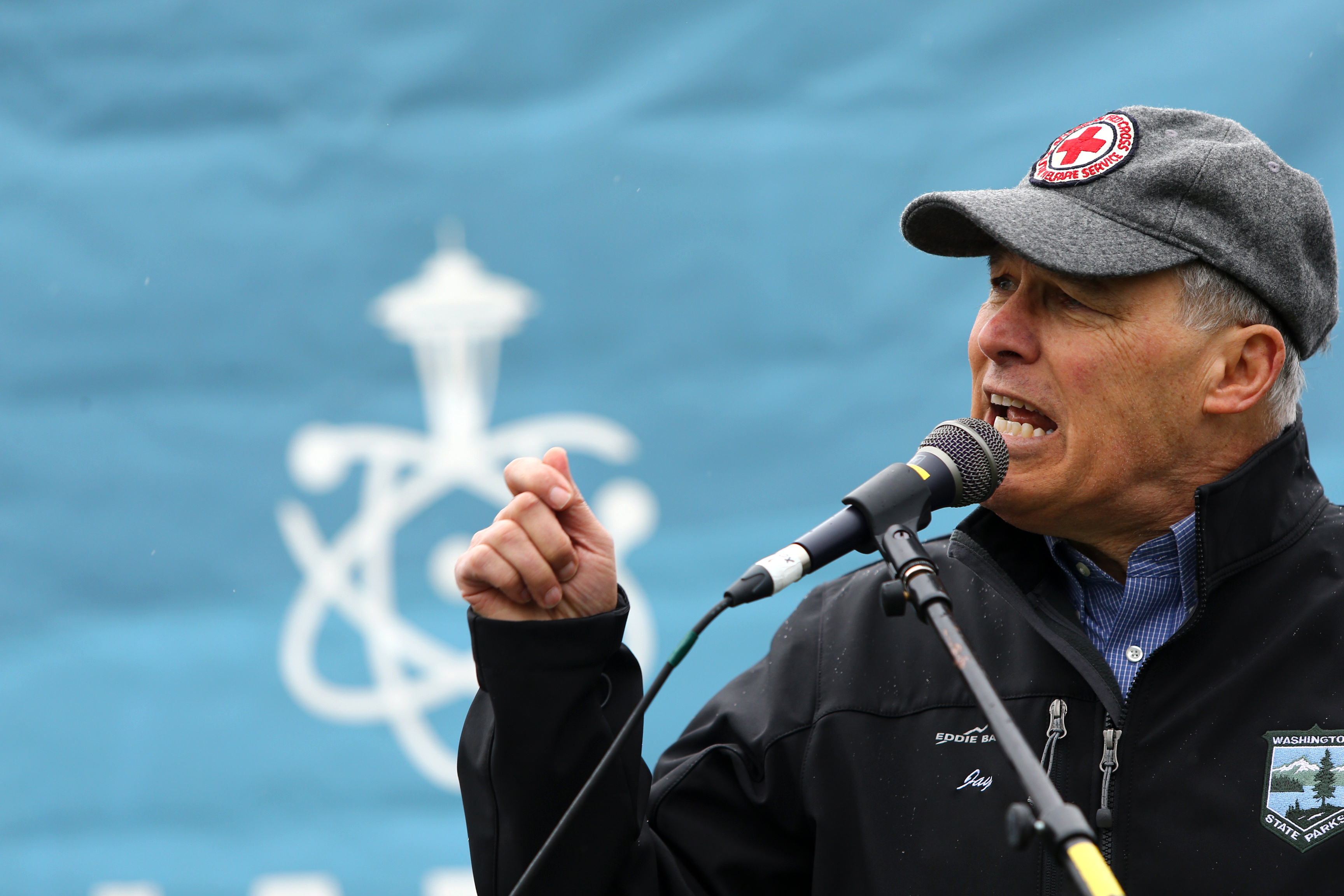 Washington state Governor Jay Inslee speaks at a rally during the March for Science on April 22, 2017 in Seattle, Washington. (CREDIT: Karen Ducey/Getty Images)