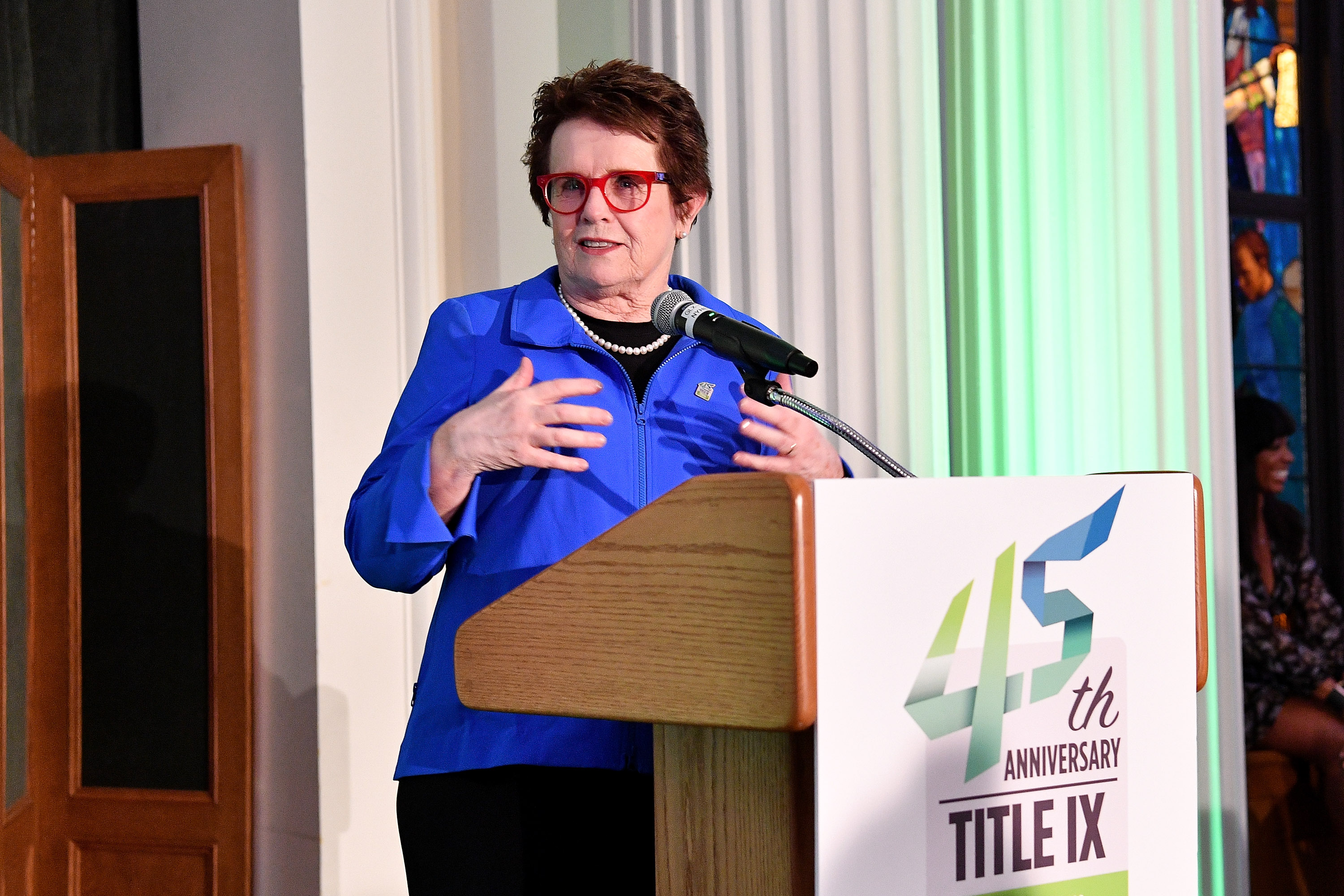 Women's Sports Foundation founder Billie Jean King speaks onstage during the Women's Sports Foundation 45th Anniversary of Title IX (Dia Dipasupil/Getty Images)