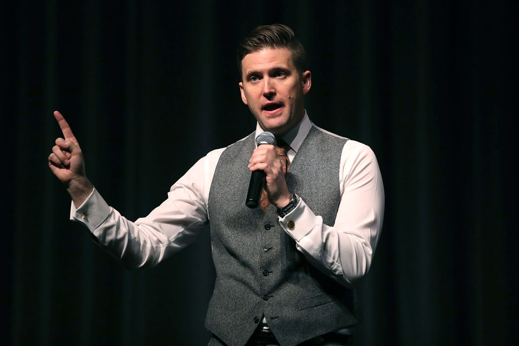 Richard Spencer speaks at the University of Florida. CREDIT: Getty Images