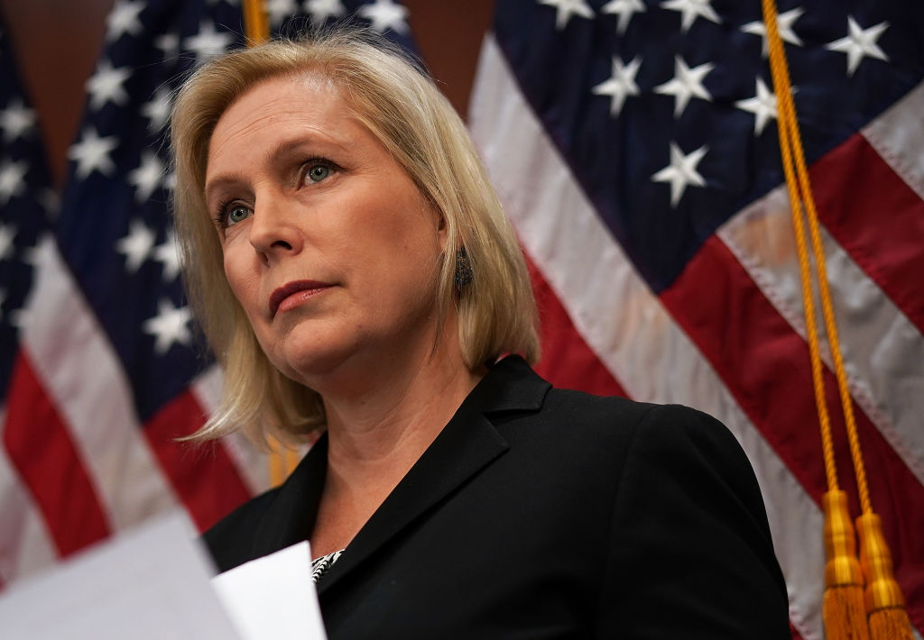 U.S. Sen. Kirsten Gillibrand (D-NY) listens during a news conference in December 2017 on Capitol Hill in Washington, DC. Credit: Alex Wong/Getty Images