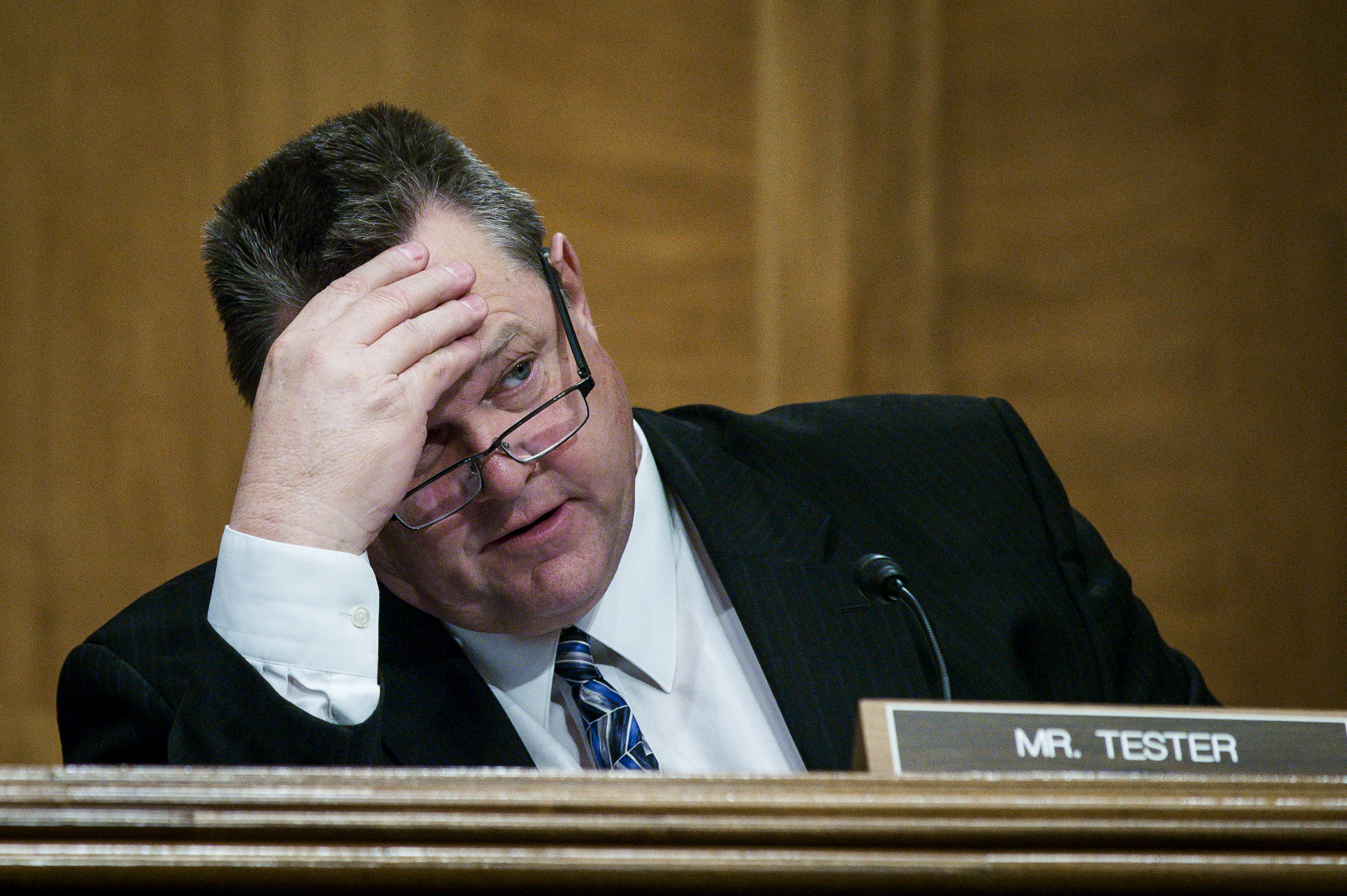 Senator Jon Tester (D-MT) is one of 13 Democrats prepared to support a deregulatory assault on Wall Street reforms passed under President Obama. CREDIT: Pete Marovich/Getty Images