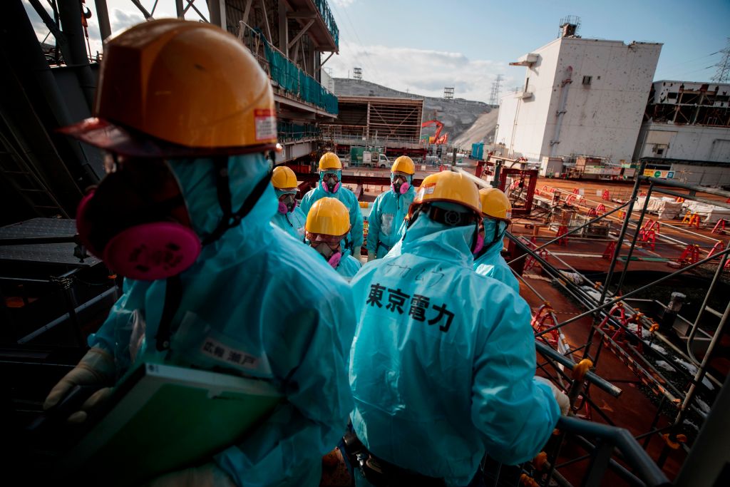 Workers at the Fukushima Dai-ichi nuclear power plant
January 31, 2018. Credit: Behrouz Mehri/AFP/Getty Images