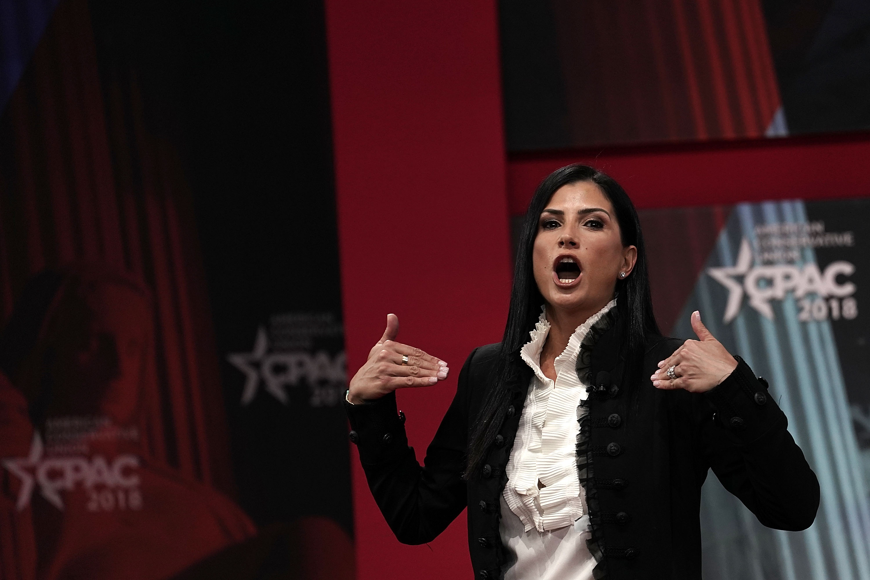 National Rifle Association (NRA) spokeswoman Dana Loesch speaks during CPAC 2018 February 22, 2018 in National Harbor, Maryland. CREDIT: Photo by Alex Wong/Getty Images