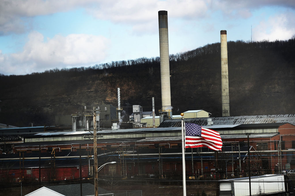 The United States Steel Corporation plant stands in the town of Clairton on March 2, 2018 in Clairton, Pennsylvania. (CREDIT: Spencer Platt/Getty Images)
