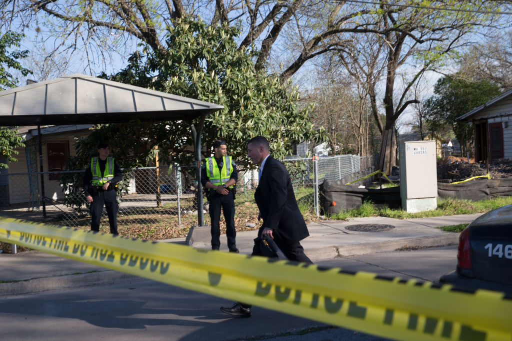 The scene near Galindo Street in Austin, Texas on March 12, 2018 where a woman in her 70s was injured in an explosion. (CREDIT: SUZANNE CORDEIRO/AFP/Getty Images)