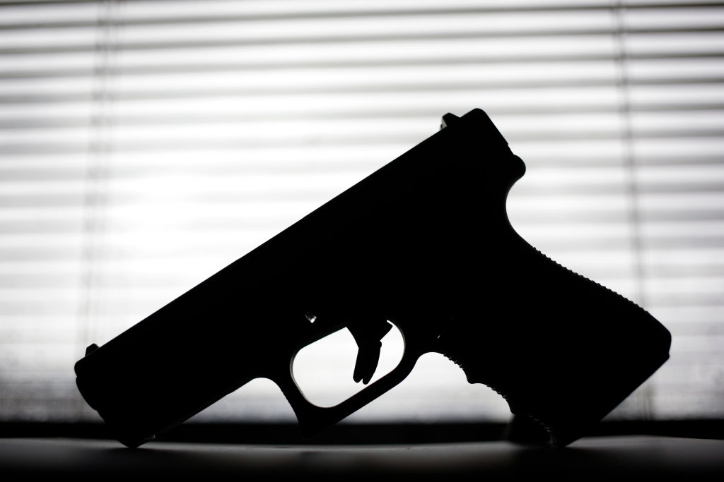 DAYTON, OH - A Glock 19 9mm handgun is displayed for a photo in the office of Mad River School District Superintendent Chad Wyen in Dayton, Ohio. on Thursday, March 1, 2017. CREDIT: Luke Sharrett /For The Washington Post via Getty Images
