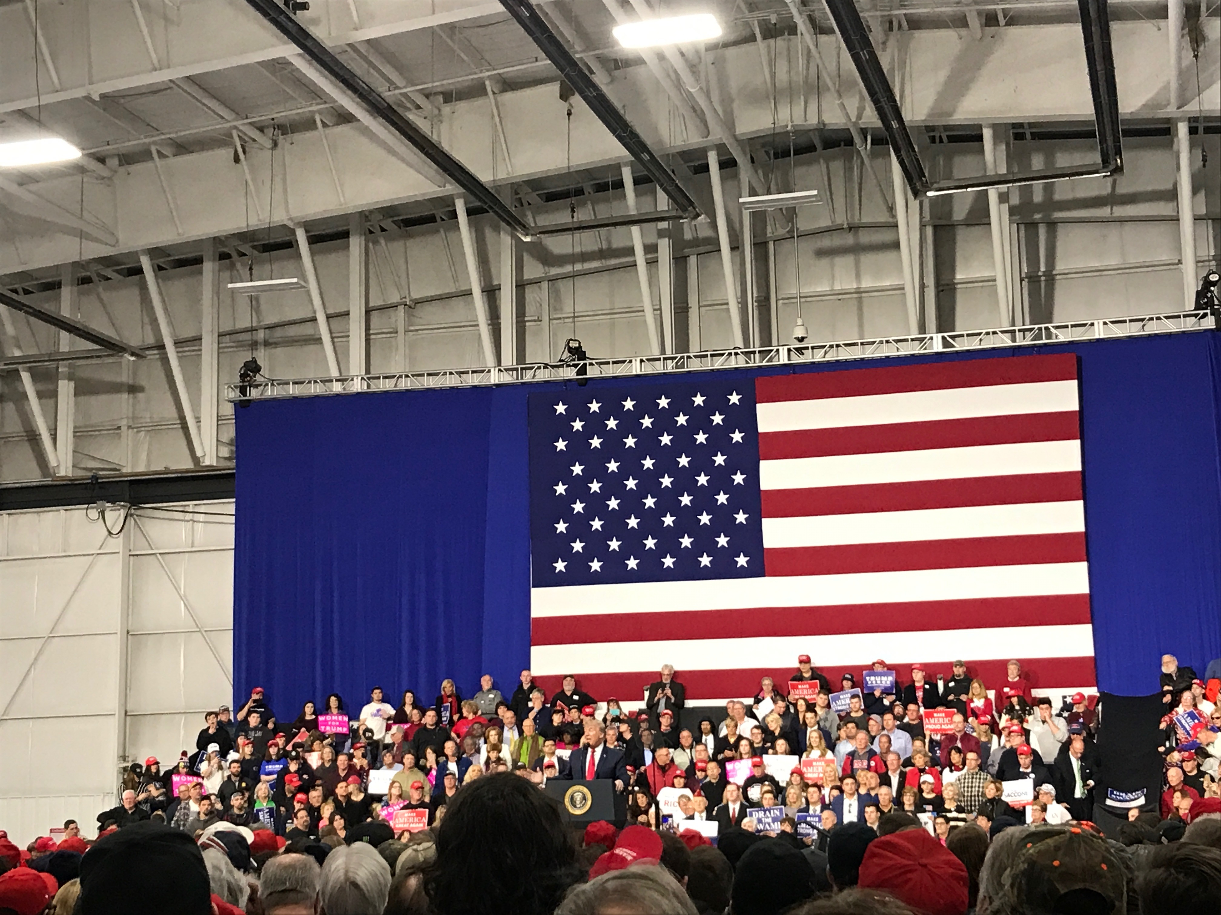 Trump speaks at Saccone rally on March 10, in Pennsylvania ahead of special election. Credit: Addy Baird