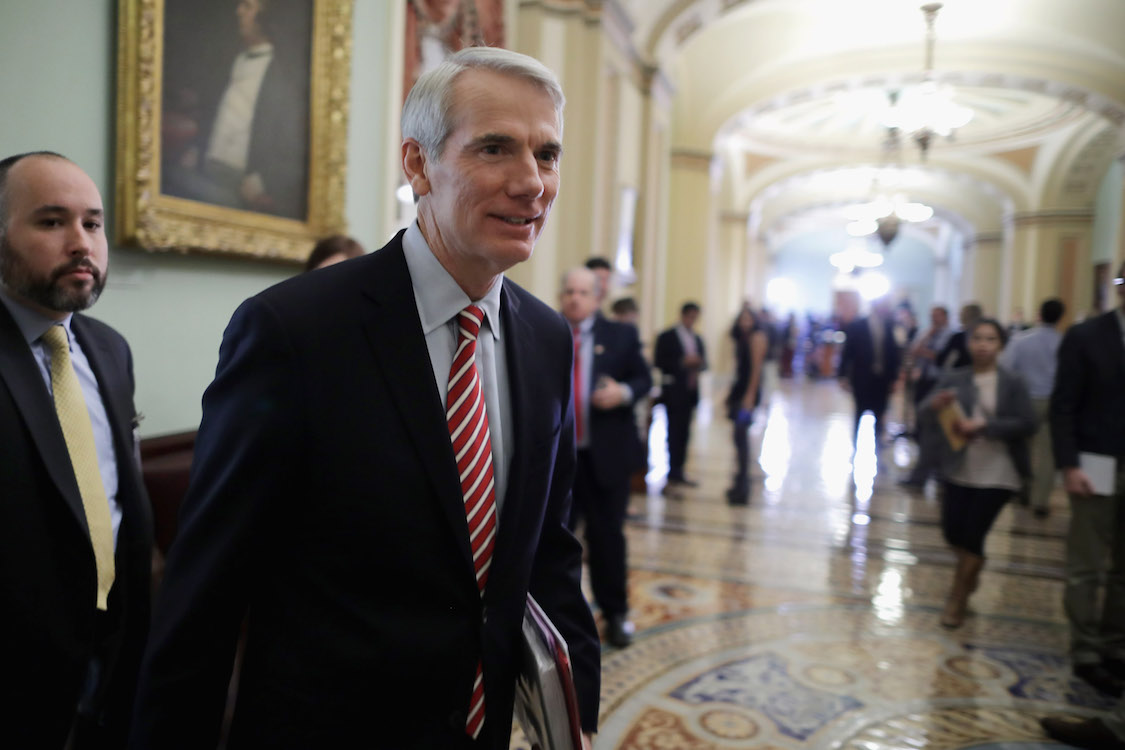 Sen. Rob Portman (R-OH) leaves the weekly Senate Republican policy luncheon in the U.S. Capitol May 17, 2016 in Washington, DC. (CREDIT: Photo by Chip Somodevilla/Getty Images)