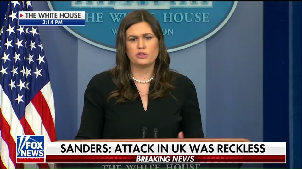 Sarah Huckabee Sanders answers questions about Russia's involvement in spy poisonings and U.K. calls for sanctions. (CREDIT: Fox News)
