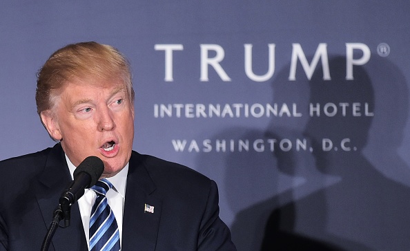 Donald Trump speaks during the grand opening of the Trump International Hotel in Washington, D.C. on October 26, 2016. CREDIT: MANDEL NGAN/AFP/Getty Images