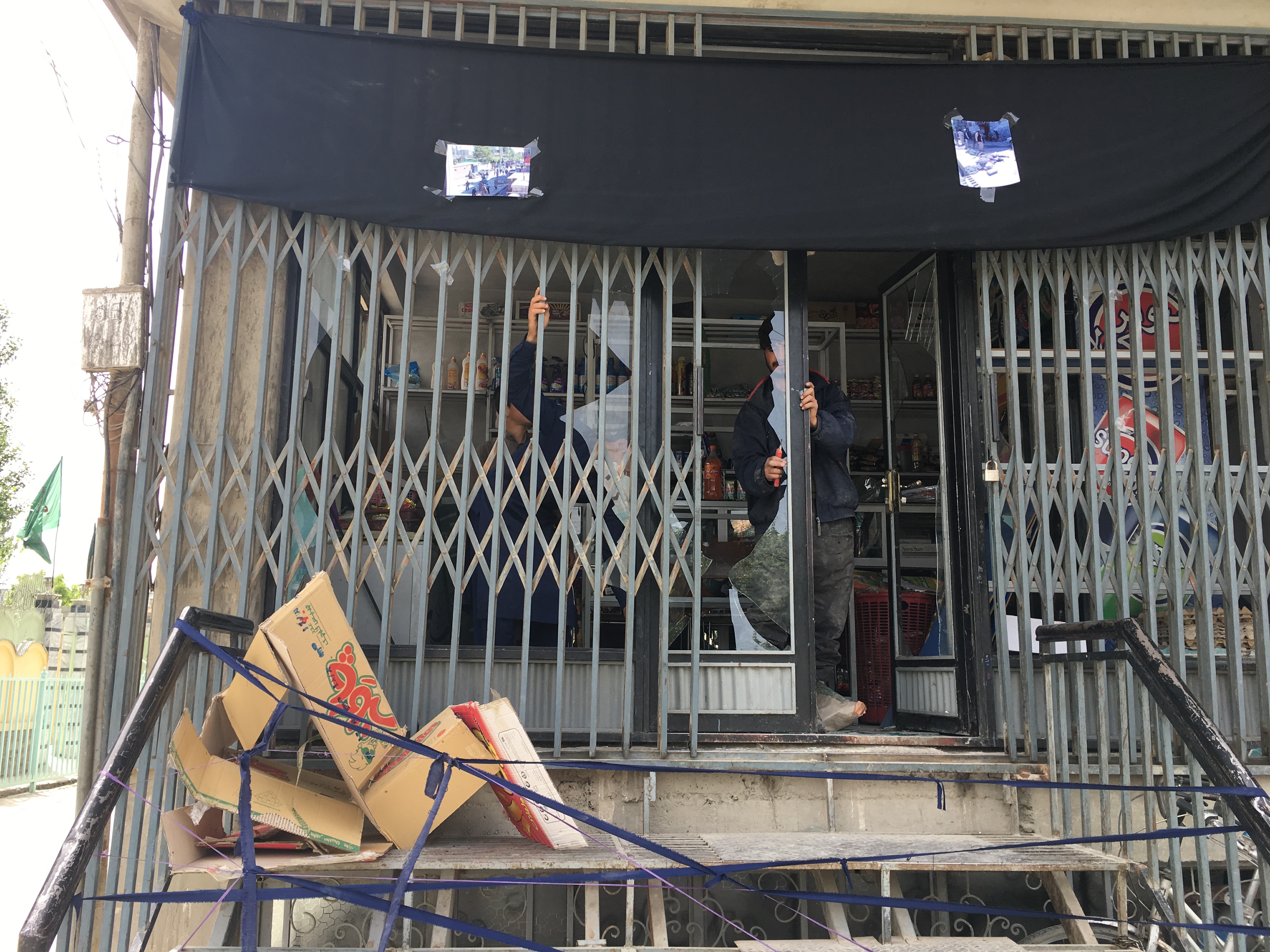 The destroyed remains of a store following the attack on Sunday. (Credit: Ali Latifi for ThinkProgress)