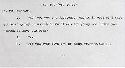 EXCERPT FROM 2005 DEPOSITION OF BILL COSBY. CREDIT: ASSOCIATED PRESS