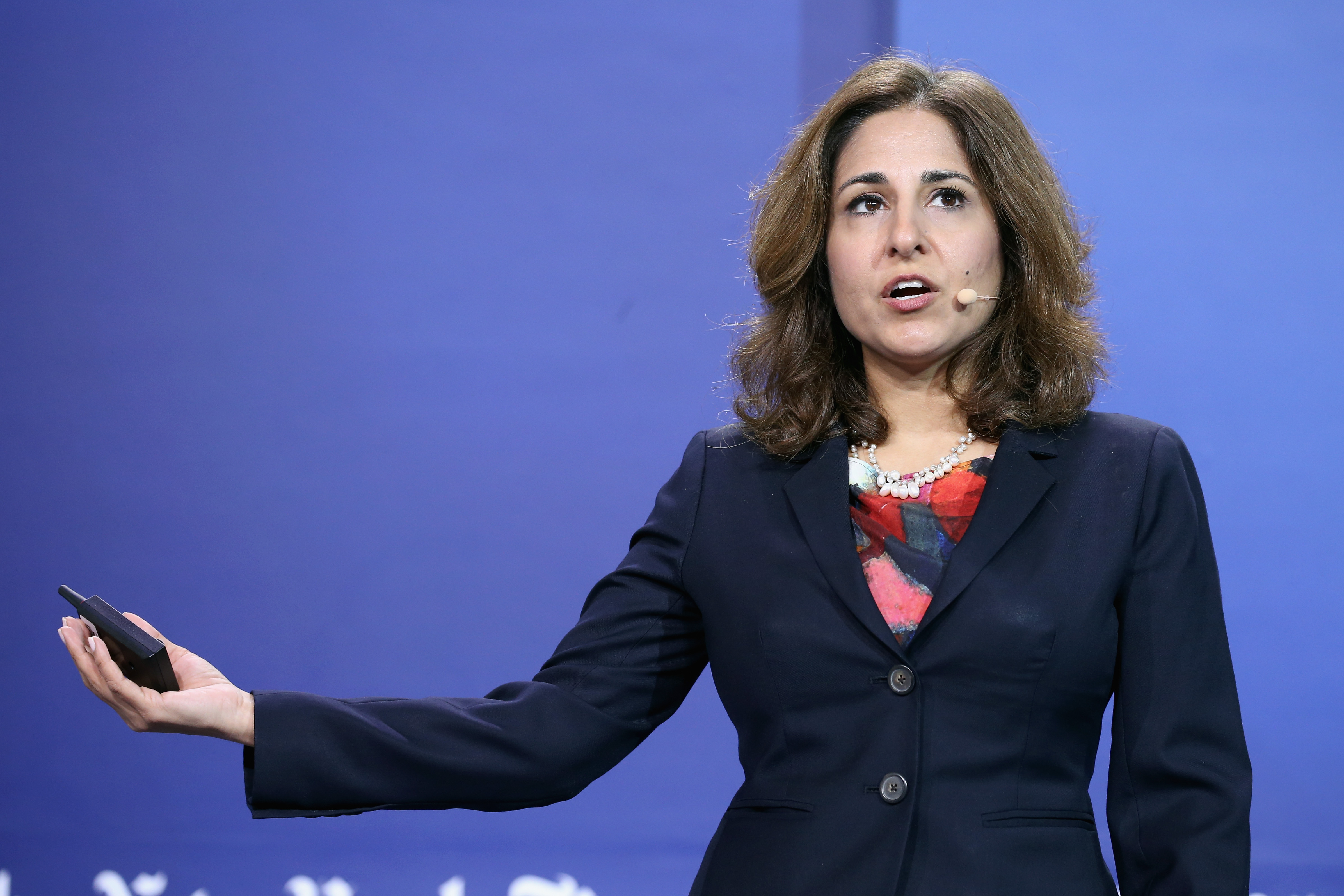 Neera Tanden, president and CEO of the Center for American Progress, speaks onstage during the New York Times Schools for Tomorrow conference in this Sept. 17, 2015, file photo. CREDIT: Neilson Barnard/Getty Images for New York Times