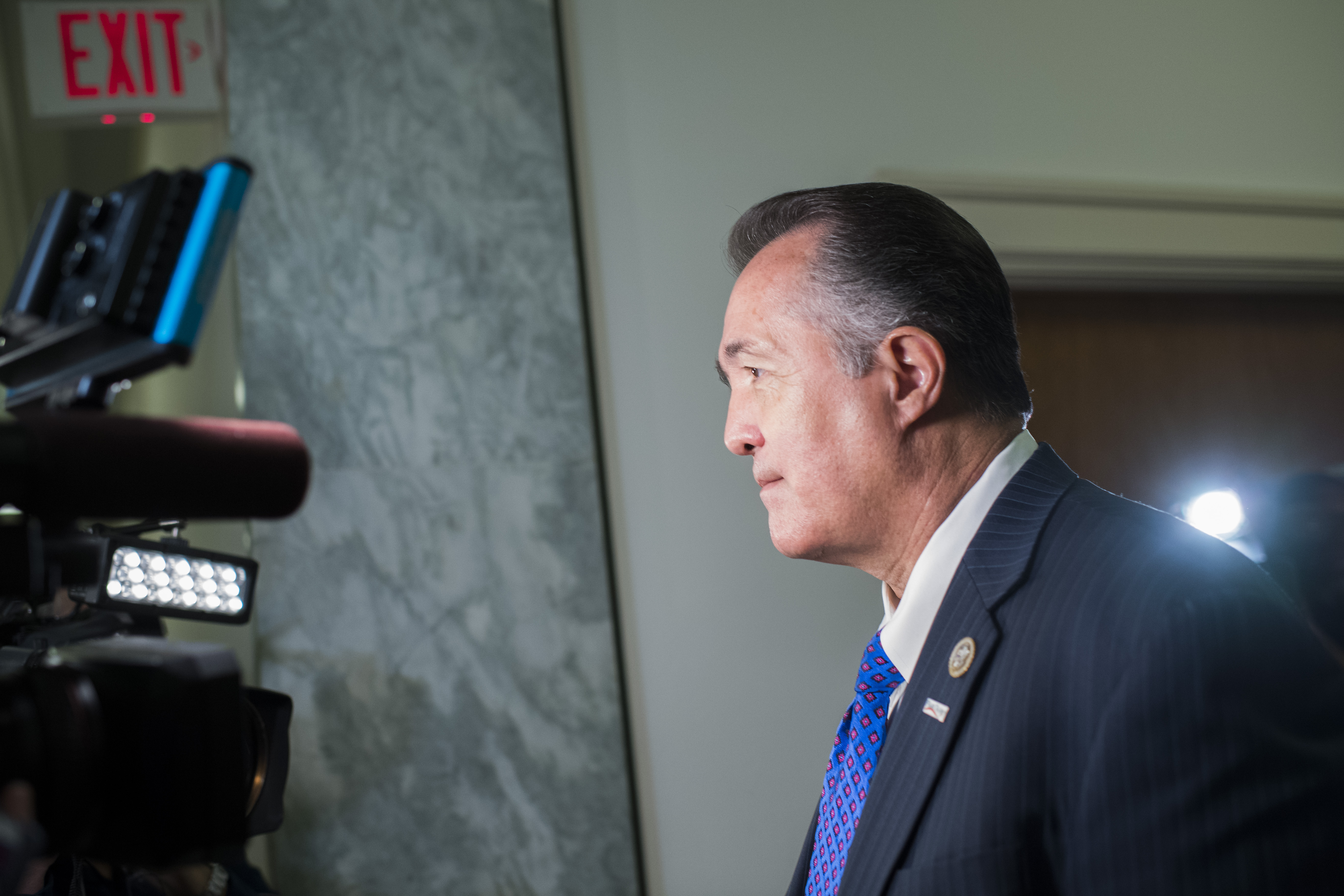 Rep. Trent Franks, R-Ariz., is interviewed in Rayburn Building after he and members of the House Freedom Caucus met at the White House with President Trump, March 23, 2017. CREDIT: Photo By Tom Williams/CQ Roll Call