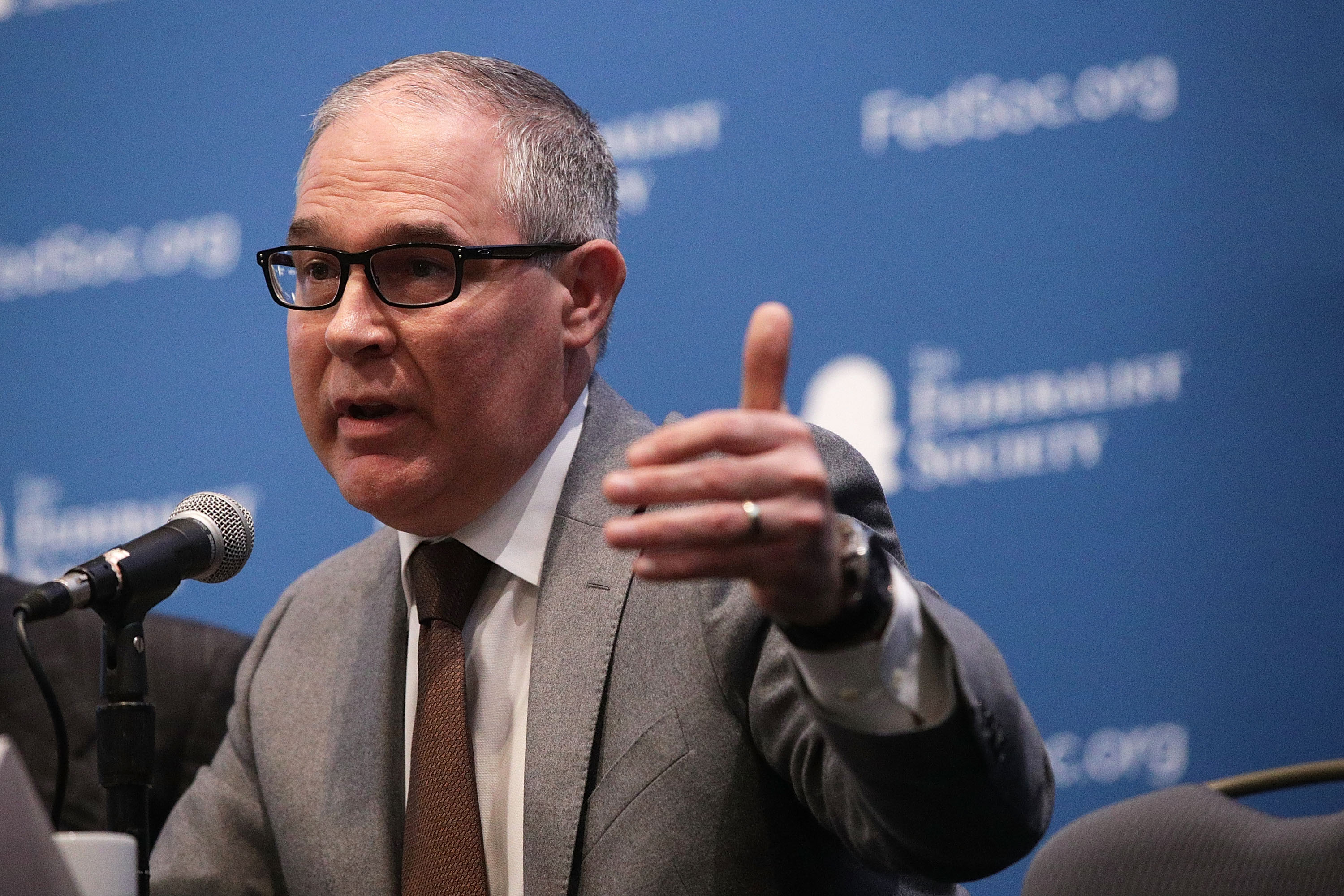 Environmental Protection Agency Administrator Scott Pruitt speaks during an event at the Federalist Society on November 17, 2017 in Washington, DC. (CREDIT: Alex Wong/Getty Images)
