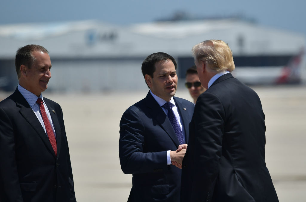 President Donald Trump greeted Sen. Marco Rubio (R-FL)