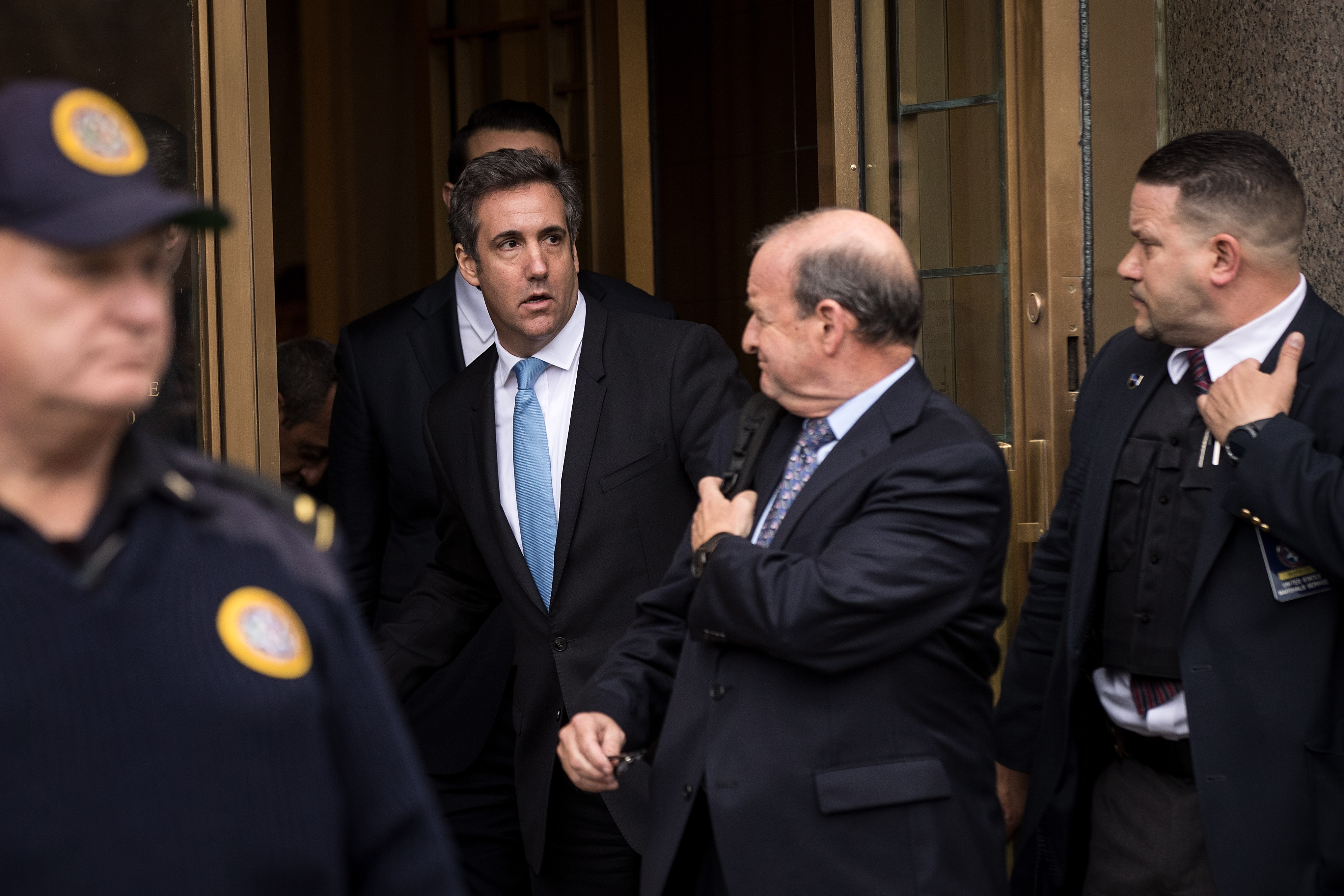 NEW YORK, NY - APRIL 16: Michael Cohen, longtime personal lawyer and confidante for President Donald Trump, exits the United States District Court Southern District of New York on April 16. (CREDIT: Photo by Drew Angerer/Getty Images)