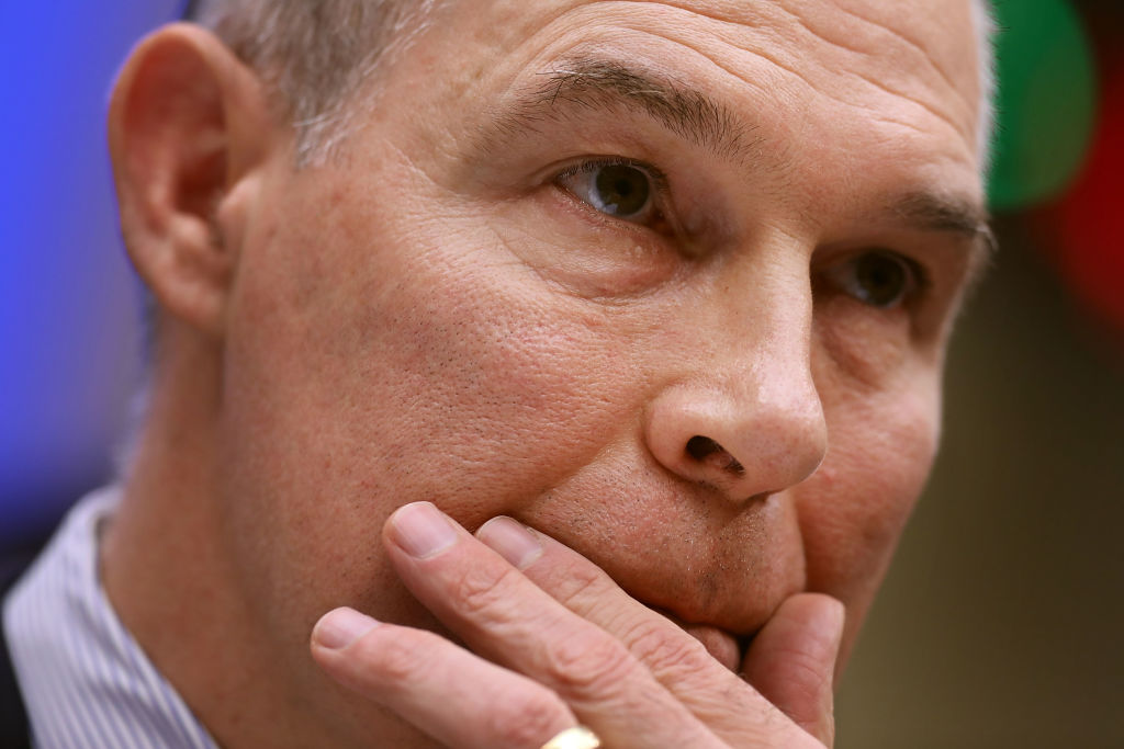 Environmental Protection Agency Administrator Scott Pruitt testifies before the House Energy and Commerce Committee's Environment Subcommittee in the Rayburn House Office Building on Capitol Hill April 26, 2018 in Washington, DC. CREDIT: Chip Somodevilla/Getty Images